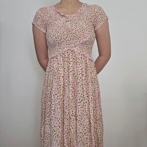 Jessica Simpson New Pink Maxi Sundress Off-the-Shoulder Coquette Boho Size M